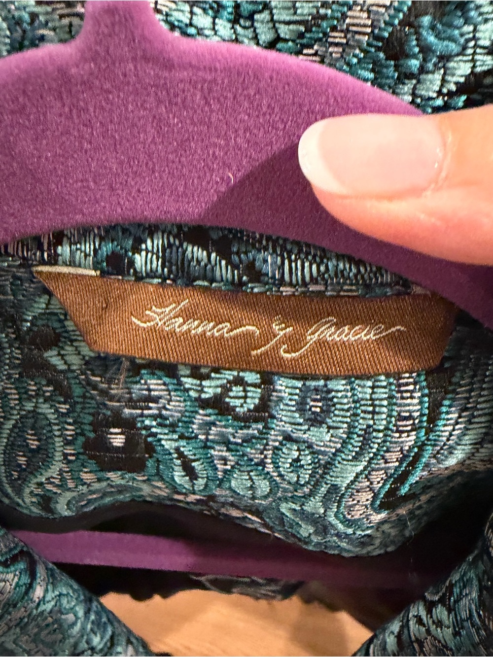 Teal Paisley Quilted Blazer Jacket - Women - Picture 4 of 6
